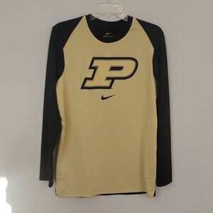 Nike Purdue University Jersey Mens S Dri fit Mesh Gold Black Swoosh Long Sleeve